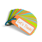 Open the Joy's "Let's chat" 3 in 1 clip and go activity cards clipped onto a carabiner key ring